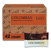 Day to Day Coffee 100% Pure Coffee, Colombian Blend, 1.5 oz Pack, 42 Packs/Carton (23001)