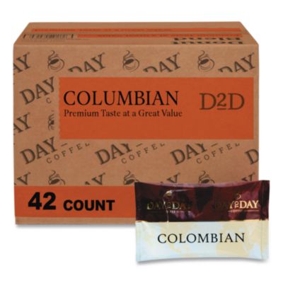 Day to Day Coffee 100% Pure Coffee, Colombian Blend, 1.5 oz Pack, 42 Packs/Carton (23001)