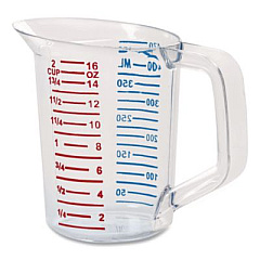 Rubbermaid Commercial Bouncer Measuring Cup, 16 oz, Plastic, Clear (3215CLE)