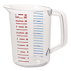 Rubbermaid Commercial Bouncer Measuring Cup, 32 oz, Plastic, Clear (3216CLE)