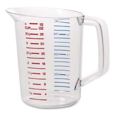 Rubbermaid Commercial Bouncer Measuring Cup, 32 oz, Plastic, Clear (3216CLE)
