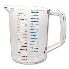 Rubbermaid Commercial Bouncer Measuring Cup, 2 qt, Plastic, Clear (3217CLE)