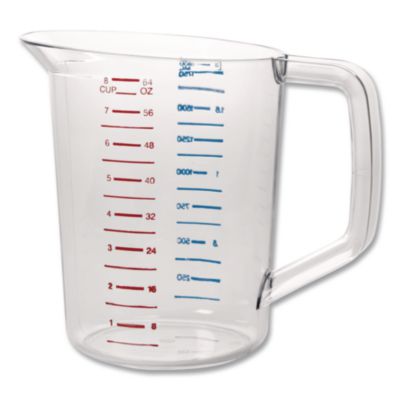 Rubbermaid Commercial Bouncer Measuring Cup, 2 qt, Plastic, Clear (3217CLE)
