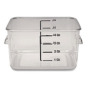 Rubbermaid Commercial SpaceSaver Square Containers, 4 qt, 8.8 x 8.75 x 4.75, Clear, Plastic (6304CLE)