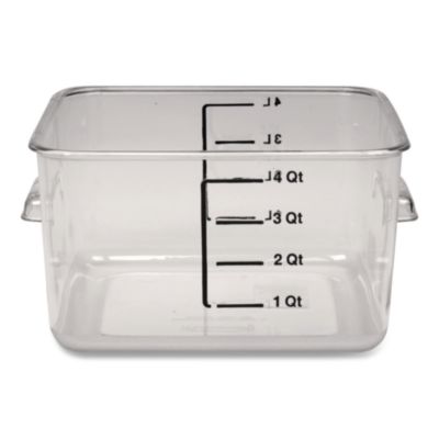 Rubbermaid Commercial SpaceSaver Square Containers, 4 qt, 8.8 x 8.75 x 4.75, Clear, Plastic (6304CLE)