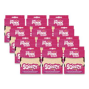 The Pink Stuff Sqeezy Dual-Sided Sponge and Scrubber, 4" x 5.3", 3.8" Thick, Pink/Ivory, 12/Carton (823773CT)
