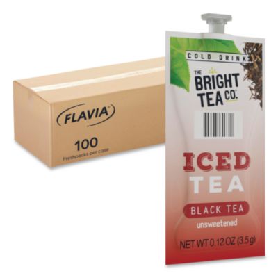 FLAVIA The Bright Tea Co. Unsweetened Iced Black Tea Freshpack, 100/Carton (48047)
