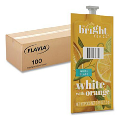 FLAVIA The Bright Tea Co. White with Orange Tea Freshpack, 100/Carton (48024)