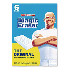 Mr. Clean Magic Eraser, 2.3 x 4.6, 1" Thick, White, 6/Pack (79009PK)