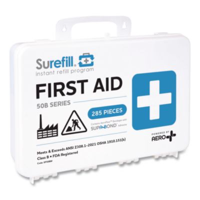 SUREFILL 50 Series ANSI 2021 B First Aid Kit - Weatherproof Plastic Case, 50 Person, 285 Pieces (SF50BW)