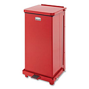 Rubbermaid Commercial Defenders Heavy-Duty Steel Step Can, 6.5 gal, Steel, Red (ST12EPLRD)