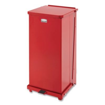 Rubbermaid Commercial Defenders Heavy-Duty Steel Step Can, 13 gal, Steel, Red (ST24EPLRD)