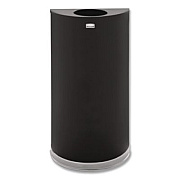 Rubbermaid Commercial European and Metallic Series Open Top Half-Round Receptacle, 12 gal, Steel, Black/Chrome (SO1220B)