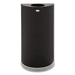 Rubbermaid Commercial European and Metallic Series Open Top Half-Round Receptacle, 12 gal, Steel, Black/Chrome (SO1220B)