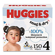 Huggies Snug and Dry Diapers, Size 4, 22 lbs to 37 lbs, 150/Carton (56457)