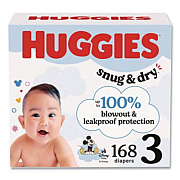 Huggies Snug and Dry Diapers, Size 3, 16 lbs to 28 lbs, 168/Carton (56456)
