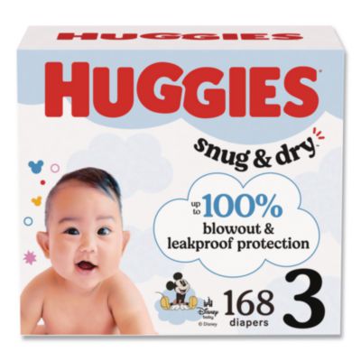 Huggies Snug and Dry Diapers, Size 3, 16 lbs to 28 lbs, 168/Carton (56456)