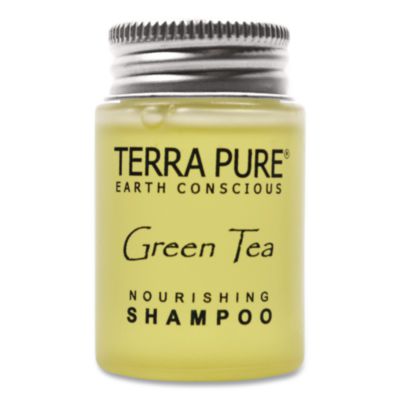 Diversified Hospitality Solutions Terra Pure Shampoo Jam Jar, Green Tea Lemongrass Scent, 1 oz Jar, 300/Carton (007460)