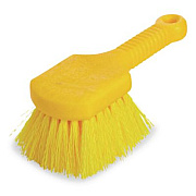 Rubbermaid Commercial Long Handle Scrub, Yellow Synthetic Bristles, 8" Brush, 8" Gray Plastic Handle (9B29CT)