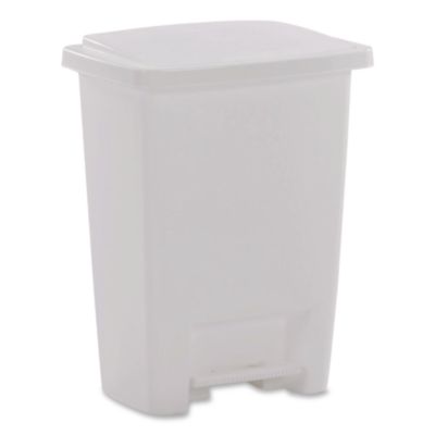 Rubbermaid Step-On Waste Can, 8.25 gal, Plastic, White (284187WHICT)