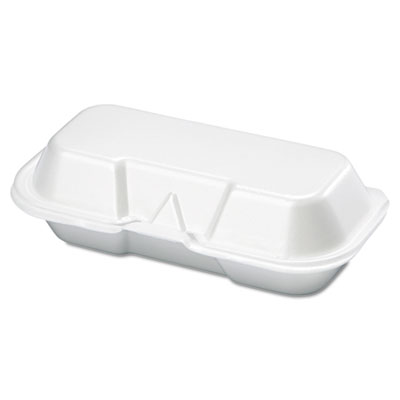 Genpak Foam Hot Dog Container, 7 3/8 X 3 9/16 X 2 1/4, White, 125/bag, 4 Bags/carton (21100)