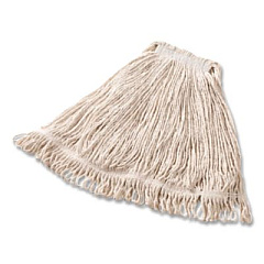 Rubbermaid Commercial Super Stitch Cotton Looped End Wet Mop Head, Large, 1" White Headband, 6/Carton (D113)