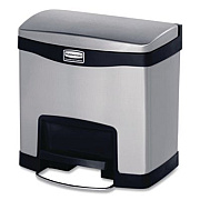Rubbermaid Commercial Slim Jim Stainless Steel Step-On Container, Front Step Style, 4 gal, Stainless Steel, Black (1901982)