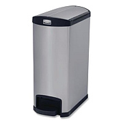 Rubbermaid Commercial Slim Jim Stainless Steel Step-On Container, End Step Style, 13 gal, Stainless Steel, Black (1901993)