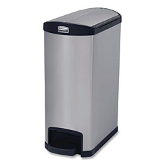 Rubbermaid Commercial Slim Jim Stainless Steel Step-On Container, End Step Style, 13 gal, Stainless Steel, Black (1901993)