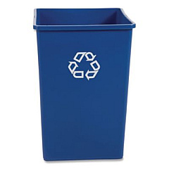 Rubbermaid Commercial Square Recycling Container, 35 gal, Plastic, Blue (395873BLU)