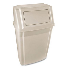 Rubbermaid Commercial Slim Jim Wall-Mounted Container, 15 gal, Plastic, Beige (7822BEI)