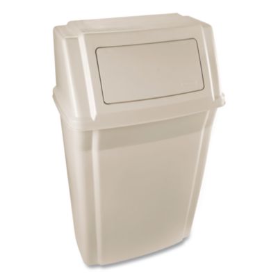 Rubbermaid Commercial Slim Jim Wall-Mounted Container, 15 gal, Plastic, Beige (7822BEI)