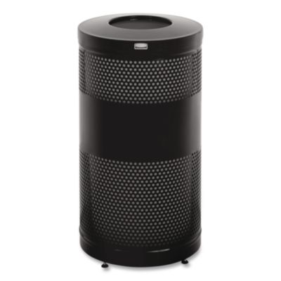 Rubbermaid Commercial Classics Perforated Open Top Receptacle, 25 gal, Steel, Black (S3ETBK)