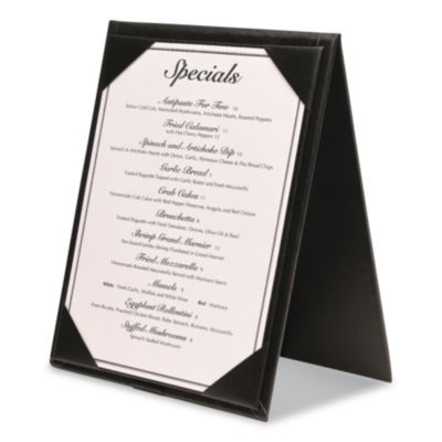 Excello Global Products Table-Top Menu Holder, For 4 x 6 Insert, 4.6 x 6.7 Holder, Black (SPLSMENU4X6A)