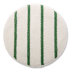 Rubbermaid Commercial Low Profile Scrub-Strip Carpet Bonnet, 19" Diameter, White/Green, 5/Carton (P269)