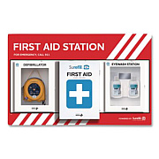 SUREFILL First Aid Station - First Aid, Eyewash, AED 350P, 4 Pieces, Metal Case (SFFASP1)