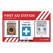 SUREFILL First Aid Station - First Aid, Eyewash, AED 450P, 4 Pieces, Metal Case (SFFASP3)