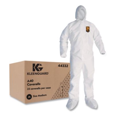 Ansell KleenGuard A40 Coveralls, Medium, White, 25/Carton (44332)