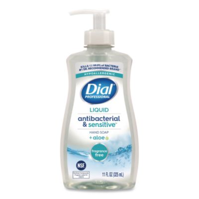 Dial Professional Antibacterial and Sensitive Fragrance-Free Liquid Hand Soap, Unscented, 11 oz, 12/Carton (35476)
