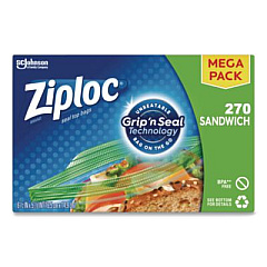 Ziploc Sandwich Seal Top Bags, 6.5" x 5.88", Clear, 270/Box (383217)