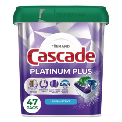Cascade Platinum Plus ActionPacs Dishwasher Detergent Pods, Fresh Scent, 28.4 oz Tub, 47/Pack (06156PK)