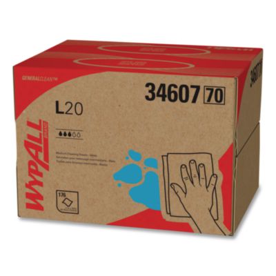 WypAll L20 Towels, BRAG Box, 11.1 x 16.8, Unscented, White, 176/Box (34607)