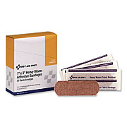 First Aid Only Heavy Woven Adhesive Bandages, Strip, 1 x 3, 50/Box (G167)