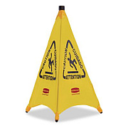 Rubbermaid Commercial Multilingual Pop-Up Wet Floor Safety Cone, 21 x 21 x 30, Yellow (9S0100YL)