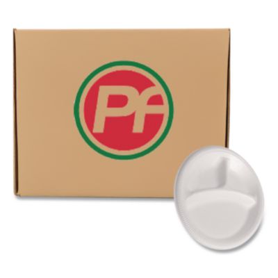 Plastifar Foam Dinnerware, 3-Compartment Plate, 9" dia, White, 125/Sleeve, 4 Sleeves/Pack (12201)