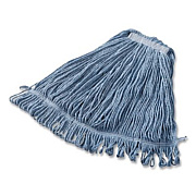Rubbermaid Commercial Super Stitch Blend Mop Head, Cotton/Synthetic, Large, 1" Red Headband, Blue, 6/Carton (D213BLU)