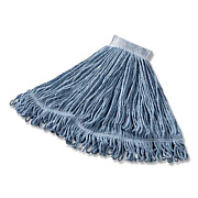 Rubbermaid Commercial Super Stitch Blend Mop Head, Cotton/Synthetic, Large, Blue, 6/Carton (D253BLU)