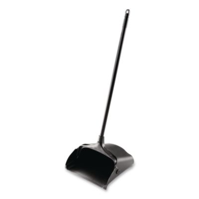 Rubbermaid Commercial Lobby Pro Upright Dustpan with Wheels, 12.5w x 37h, Polypropylene with Vinyl Coat, Black (253100BK)