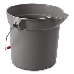 Rubbermaid Commercial 10 Quart Plastic Utility Pail, Plastic, Gray, 10.5" dia (296300GY)