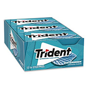 Trident Sugar-Free Gum, Wintergreen, 14 Sticks/Pack, 12 Packs/Carton (30400058)